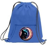 Witchy Celestial Cameaningful Gift Crescent Moon Witches Familiar Gift Sweatshirt Cinch Pack Bag