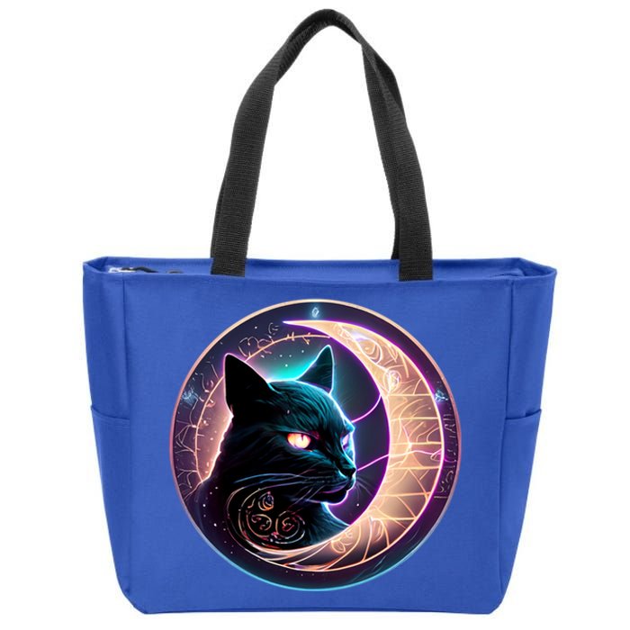 Witchy Celestial Cameaningful Gift Crescent Moon Witches Familiar Gift Zip Tote Bag