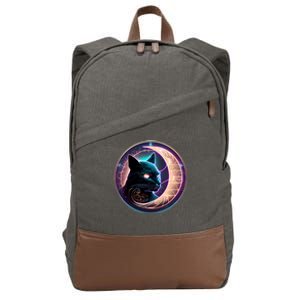 Witchy Celestial Cameaningful Gift Crescent Moon Witches Familiar Gift Cotton Canvas Backpack