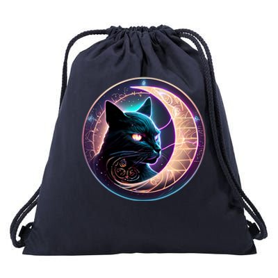 Witchy Celestial Cameaningful Gift Crescent Moon Witches Familiar Gift Drawstring Bag