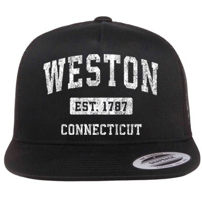 Weston Connecticut Ct Vintage Sports Flat Bill Trucker Hat