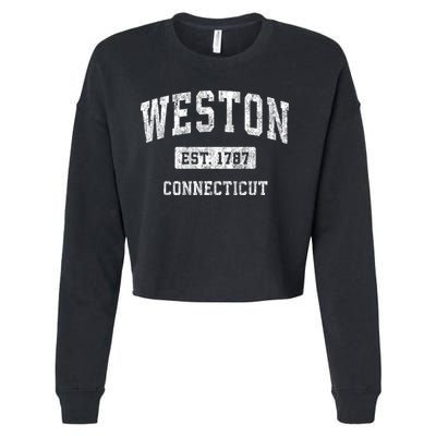 Weston Connecticut Ct Vintage Sports Cropped Pullover Crew