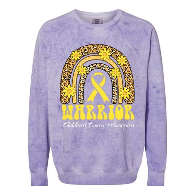 Warrior Childhood Cancer Rainbow Cancer Awareness Month Colorblast Crewneck Sweatshirt