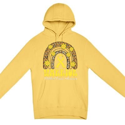 Warrior Childhood Cancer Rainbow Cancer Awareness Month Premium Pullover Hoodie