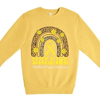 Warrior Childhood Cancer Rainbow Cancer Awareness Month Premium Crewneck Sweatshirt