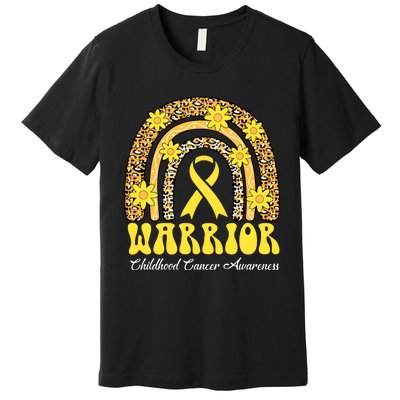 Warrior Childhood Cancer Rainbow Cancer Awareness Month Premium T-Shirt