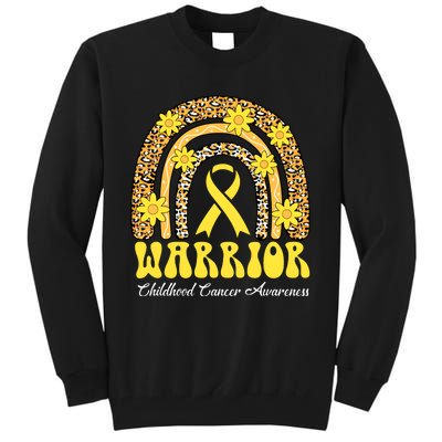 Warrior Childhood Cancer Rainbow Cancer Awareness Month Tall Sweatshirt