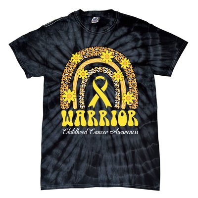 Warrior Childhood Cancer Rainbow Cancer Awareness Month Tie-Dye T-Shirt