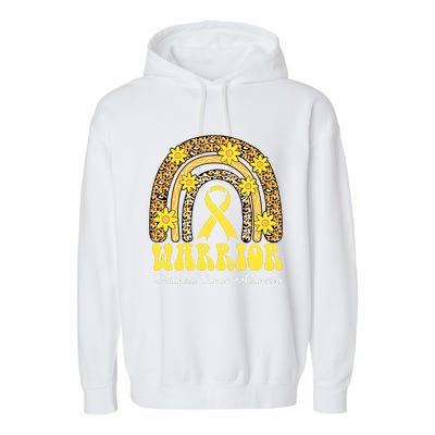 Warrior Childhood Cancer Rainbow Cancer Awareness Month Garment-Dyed Fleece Hoodie