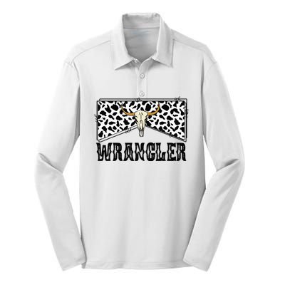 Wrangler Cowhide Cow Skull Cow Print Wrangler Silk Touch Performance Long Sleeve Polo