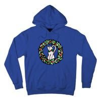 White Cat Christmas Wreath Art Funny Gift Tall Hoodie