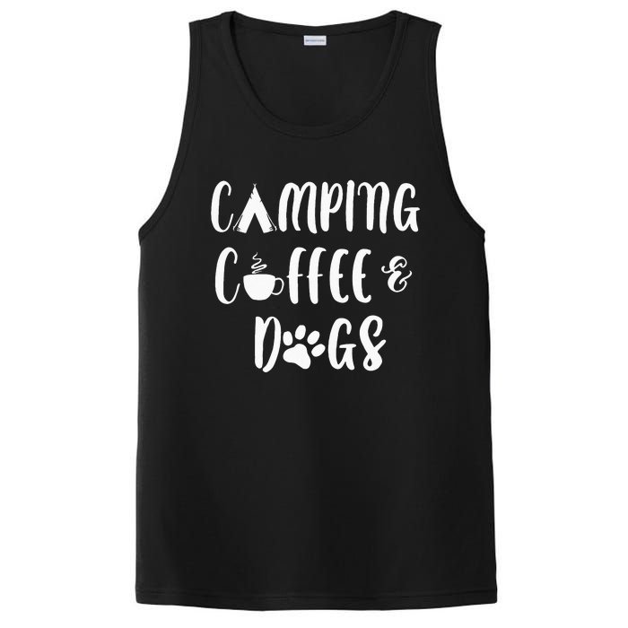 Womens Camping Coffee And Dogs Outdoor Adventure Puppy Lover PosiCharge Competitor Tank