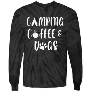 Womens Camping Coffee And Dogs Outdoor Adventure Puppy Lover Tie-Dye Long Sleeve Shirt