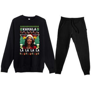 Women Christmas Comma La Funny Kamala Harris 2024 Xmas Sweater Gift Premium Crewneck Sweatsuit Set