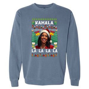 Women Christmas Comma La Funny Kamala Harris 2024 Xmas Sweater Gift Garment-Dyed Sweatshirt