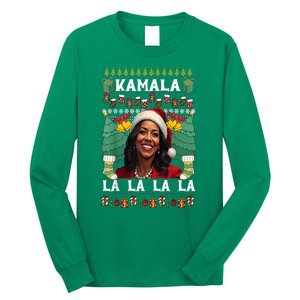 Women Christmas Comma La Funny Kamala Harris 2024 Xmas Sweater Gift Long Sleeve Shirt