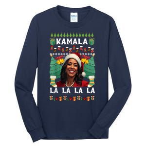 Women Christmas Comma La Funny Kamala Harris 2024 Xmas Sweater Gift Tall Long Sleeve T-Shirt