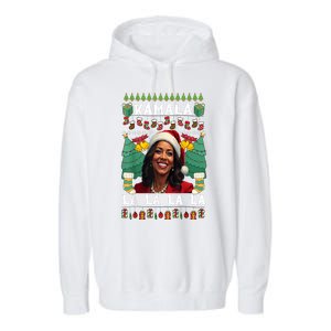 Women Christmas Comma La Funny Kamala Harris 2024 Xmas Sweater Gift Garment-Dyed Fleece Hoodie