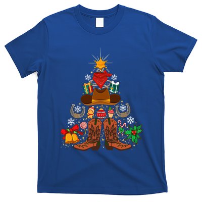 Western Cowboy Christmas Tree Funny Xmas Happy New Year 2024  T-Shirt
