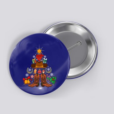 Western Cowboy Christmas Tree Funny Xmas Happy New Year 2024  Button
