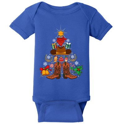 Western Cowboy Christmas Tree Funny Xmas Happy New Year 2024  Baby Bodysuit