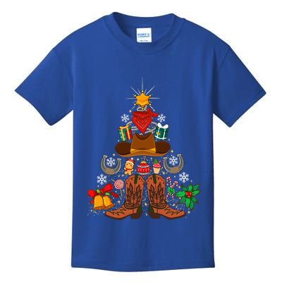 Western Cowboy Christmas Tree Funny Xmas Happy New Year 2024  Kids T-Shirt