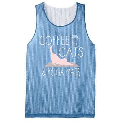 Womens Coffee Cats Yoga Mats Funny Gifts For Yoga Instructor VNeck Mesh Reversible Basketball Jersey Tank