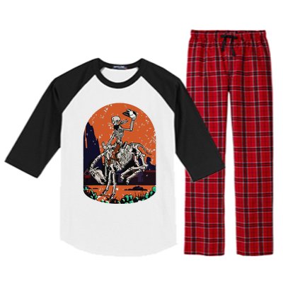 Western Country Cowgirl Cowboy Skeleton Halloween Spooky Raglan Sleeve Pajama Set