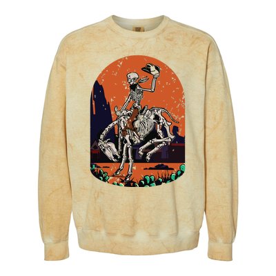 Western Country Cowgirl Cowboy Skeleton Halloween Spooky Colorblast Crewneck Sweatshirt