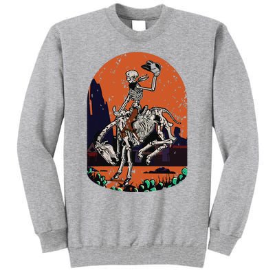 Western Country Cowgirl Cowboy Skeleton Halloween Spooky Tall Sweatshirt