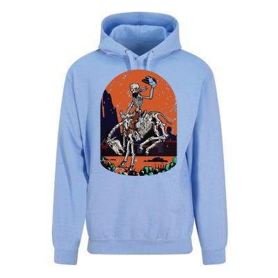 Western Country Cowgirl Cowboy Skeleton Halloween Spooky Unisex Surf Hoodie