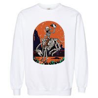 Western Country Cowgirl Cowboy Skeleton Halloween Spooky Garment-Dyed Sweatshirt