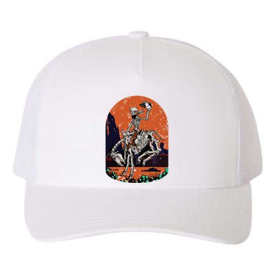 Western Country Cowgirl Cowboy Skeleton Halloween Spooky Yupoong Adult 5-Panel Trucker Hat