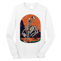 Western Country Cowgirl Cowboy Skeleton Halloween Spooky Long Sleeve Shirt