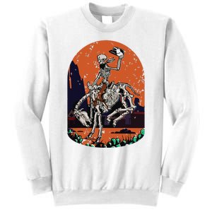 Western Country Cowgirl Cowboy Skeleton Halloween Spooky Sweatshirt