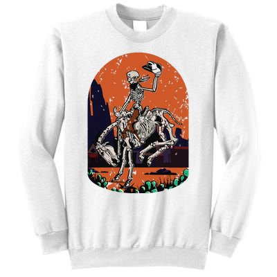 Western Country Cowgirl Cowboy Skeleton Halloween Spooky Sweatshirt