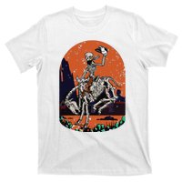 Western Country Cowgirl Cowboy Skeleton Halloween Spooky T-Shirt