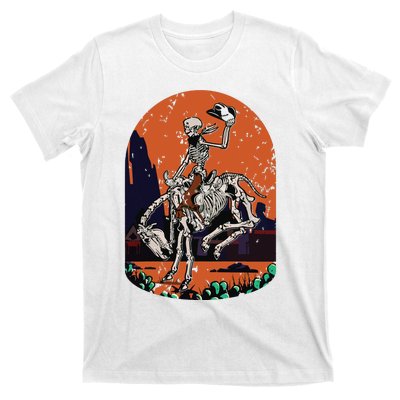 Western Country Cowgirl Cowboy Skeleton Halloween Spooky T-Shirt