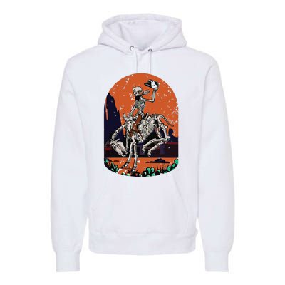 Western Country Cowgirl Cowboy Skeleton Halloween Spooky Premium Hoodie