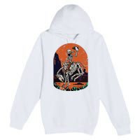 Western Country Cowgirl Cowboy Skeleton Halloween Spooky Premium Pullover Hoodie