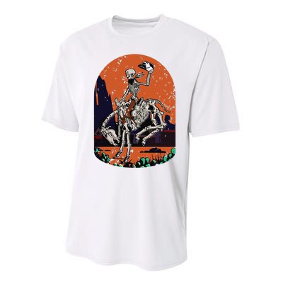 Western Country Cowgirl Cowboy Skeleton Halloween Spooky Performance Sprint T-Shirt