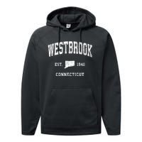 Westbrook Connecticut Ct Vintage Athletic Performance Fleece Hoodie