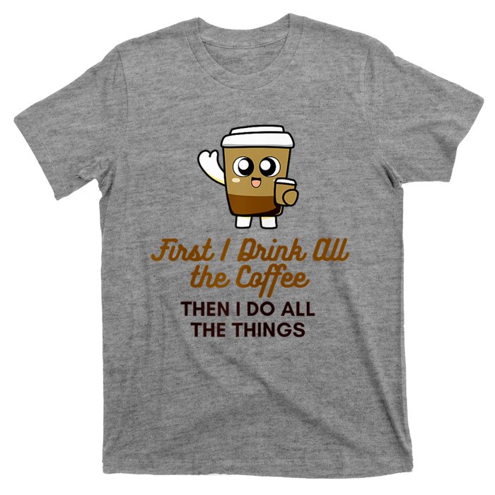 Womens Cute Coffee Drinker Graphic T-Shirt