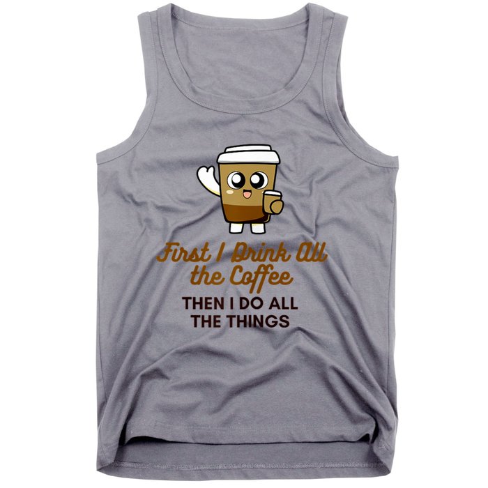 Womens Cute Coffee Drinker Graphic Tank Top