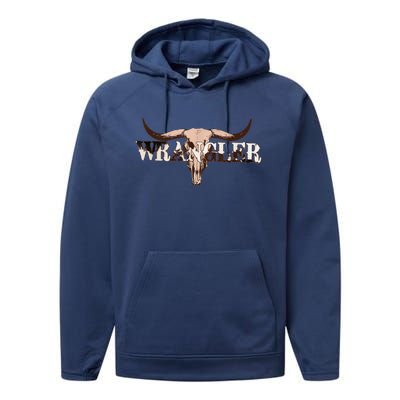 Wrangler Cowhide , Cow Skull , Cow Print Wrangler Performance Fleece Hoodie