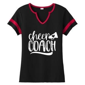 Womens Cheer Coach Shirts Megaphone Distressed Design Ladies Halftime Notch Neck Tee