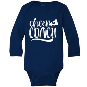 Womens Cheer Coach Shirts Megaphone Distressed Design Baby Long Sleeve Bodysuit