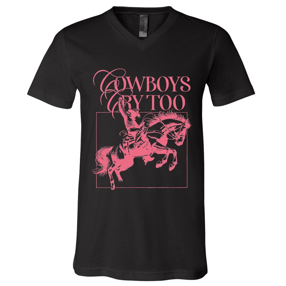 Western Cowgirl Cowboy Aesthetic Cowboys Cry Too V-Neck T-Shirt
