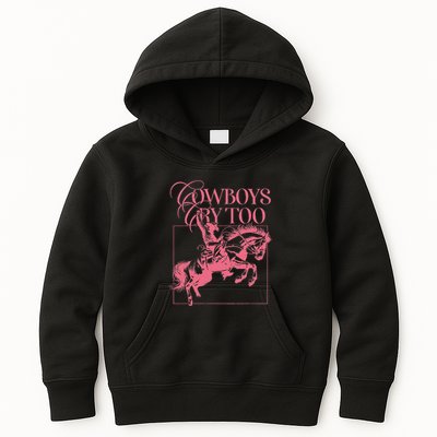 Western Cowgirl Cowboy Aesthetic Cowboys Cry Too Kids Hoodie