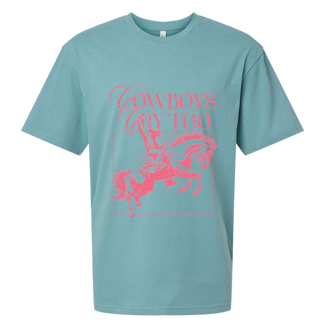 Western Cowgirl Cowboy Aesthetic Cowboys Cry Too Sueded Cloud Jersey T-Shirt